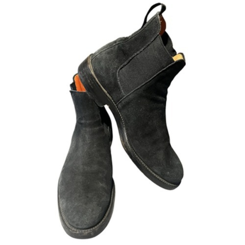 Rag & Bone X Grenson Boots Mens Size 9.5 Black Suede Chelsea Ankle Pull On